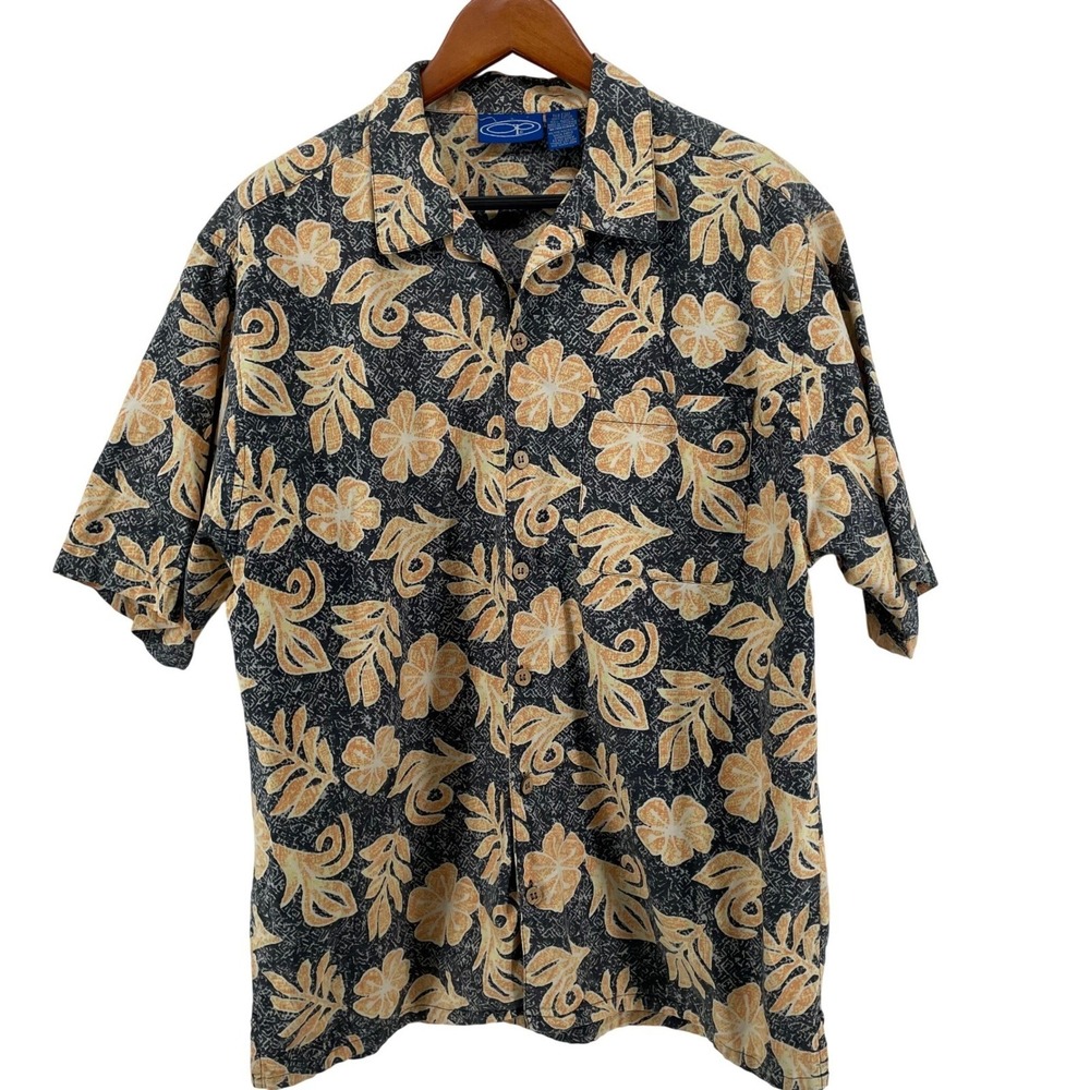 Ocean‎ Pacific OP Hawaiian Shirt Mens Medium Floral Tropical 100% Cotton Aloha
